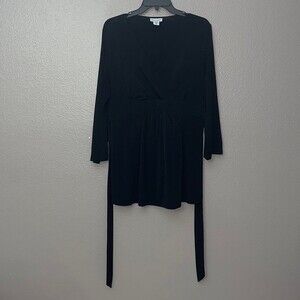 Motherhood Maternity Black Cross Front Belted Long Sleeve Blouse XL